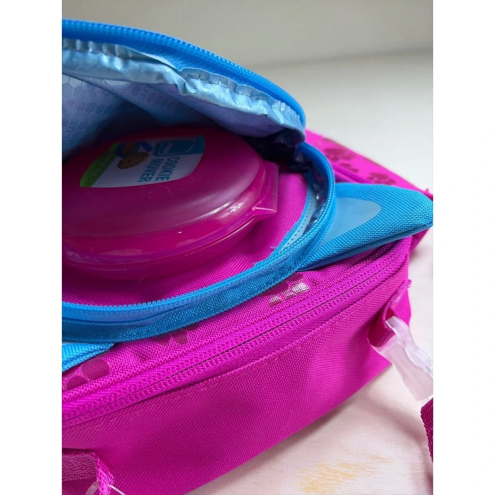 Smash Blue IQ Insulated Lunch Bag Pink Blue Cat Googly Eyes with Snack Container